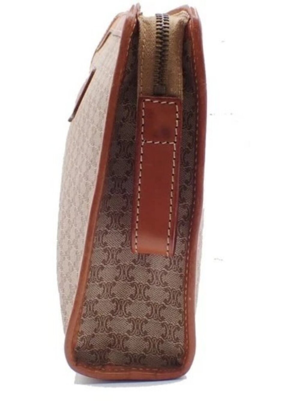 CELINE Logo Macadam Pattern Clutch Bag PVC Leather Brown GHW Italy 07KC370 - Picture 2 of 14